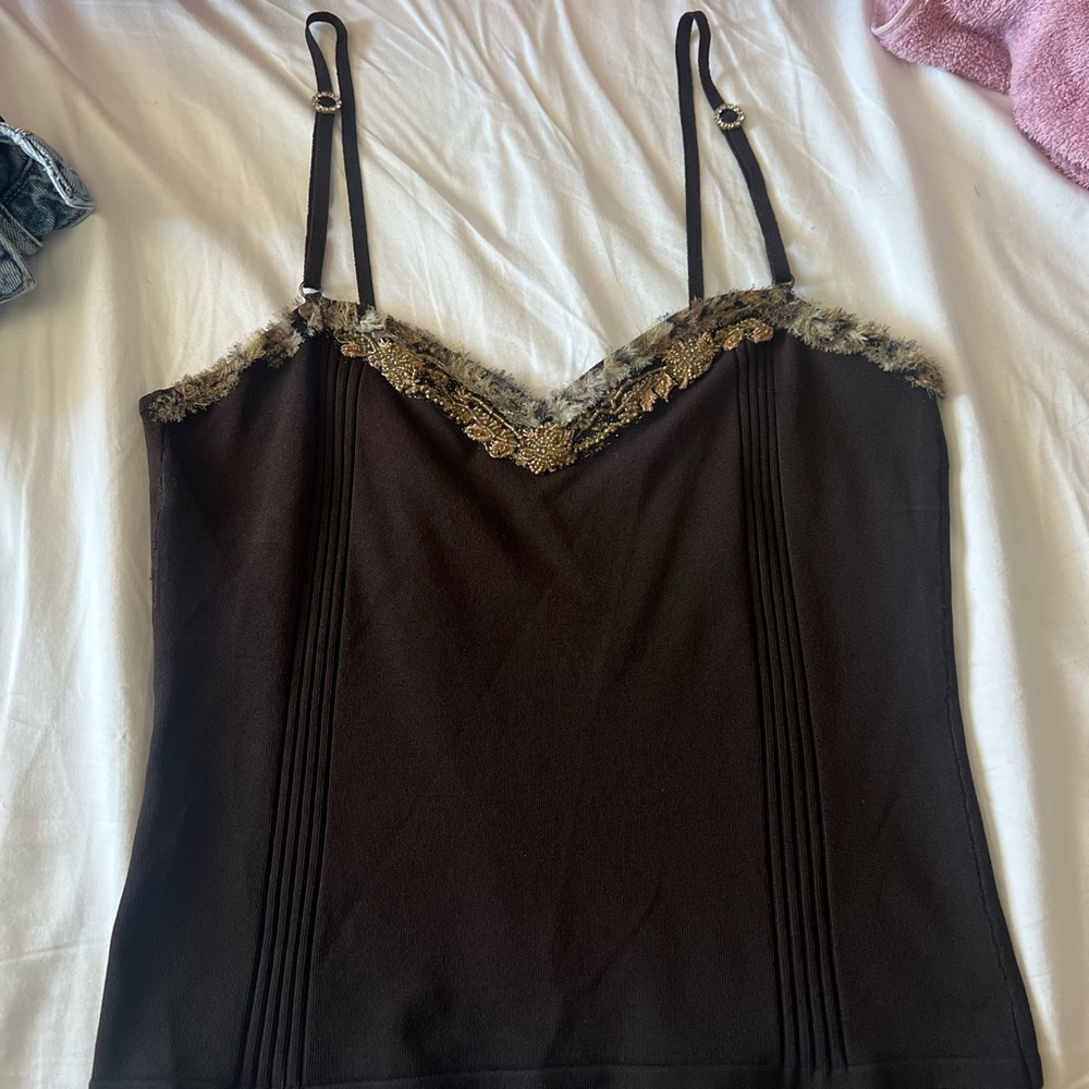 Alberto Makali Dark Brown Camisole with Floral Lace